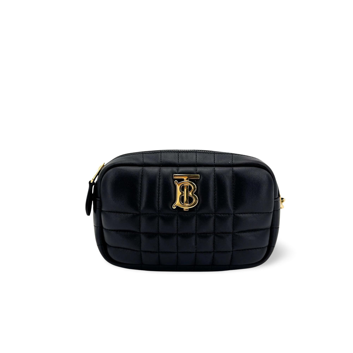 Burberry Mini Quilted Leather Laura Camera Bag Black Gold Hardware