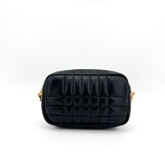 Burberry Mini Quilted Leather Laura Camera Bag Black Gold Hardware