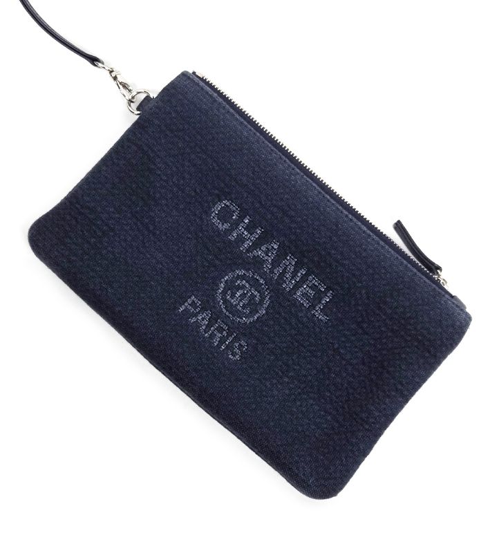 Chanel Navy Canvas Deauville Bag with Built-in Chip