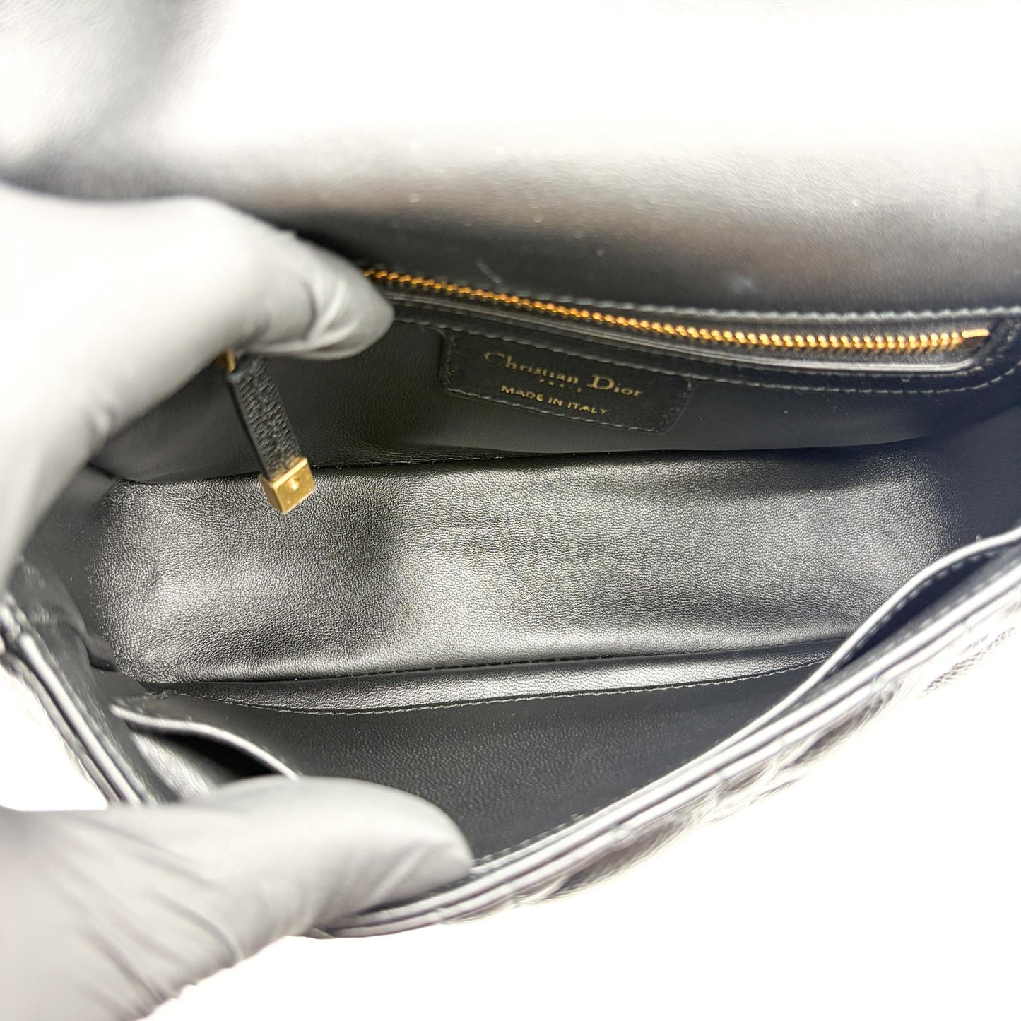 Dior Medium Caro Bag Black Cannage Calfskin Gold Hardware