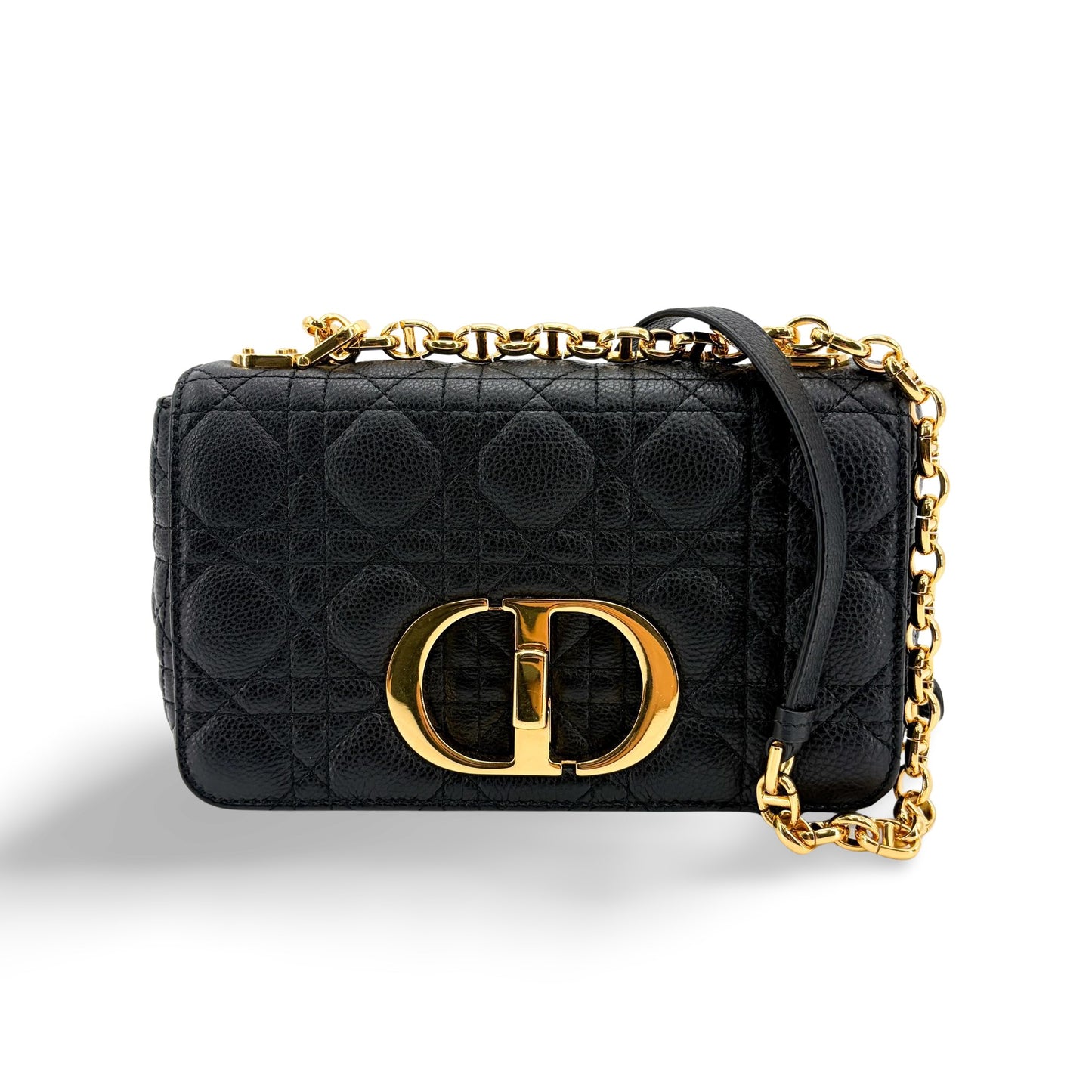 Dior Medium Caro Bag Black Cannage Calfskin Gold Hardware