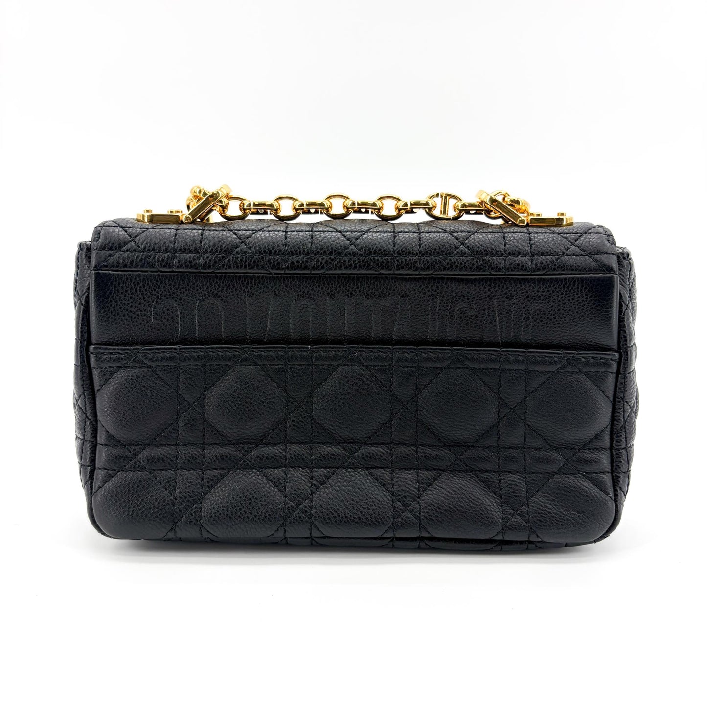 Dior Medium Caro Bag Black Cannage Calfskin Gold Hardware