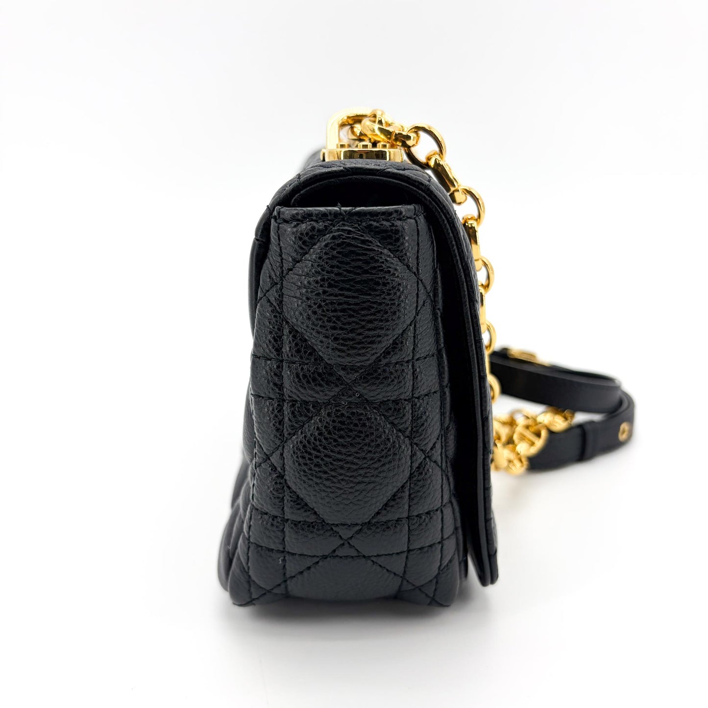 Dior Medium Caro Bag Black Cannage Calfskin Gold Hardware