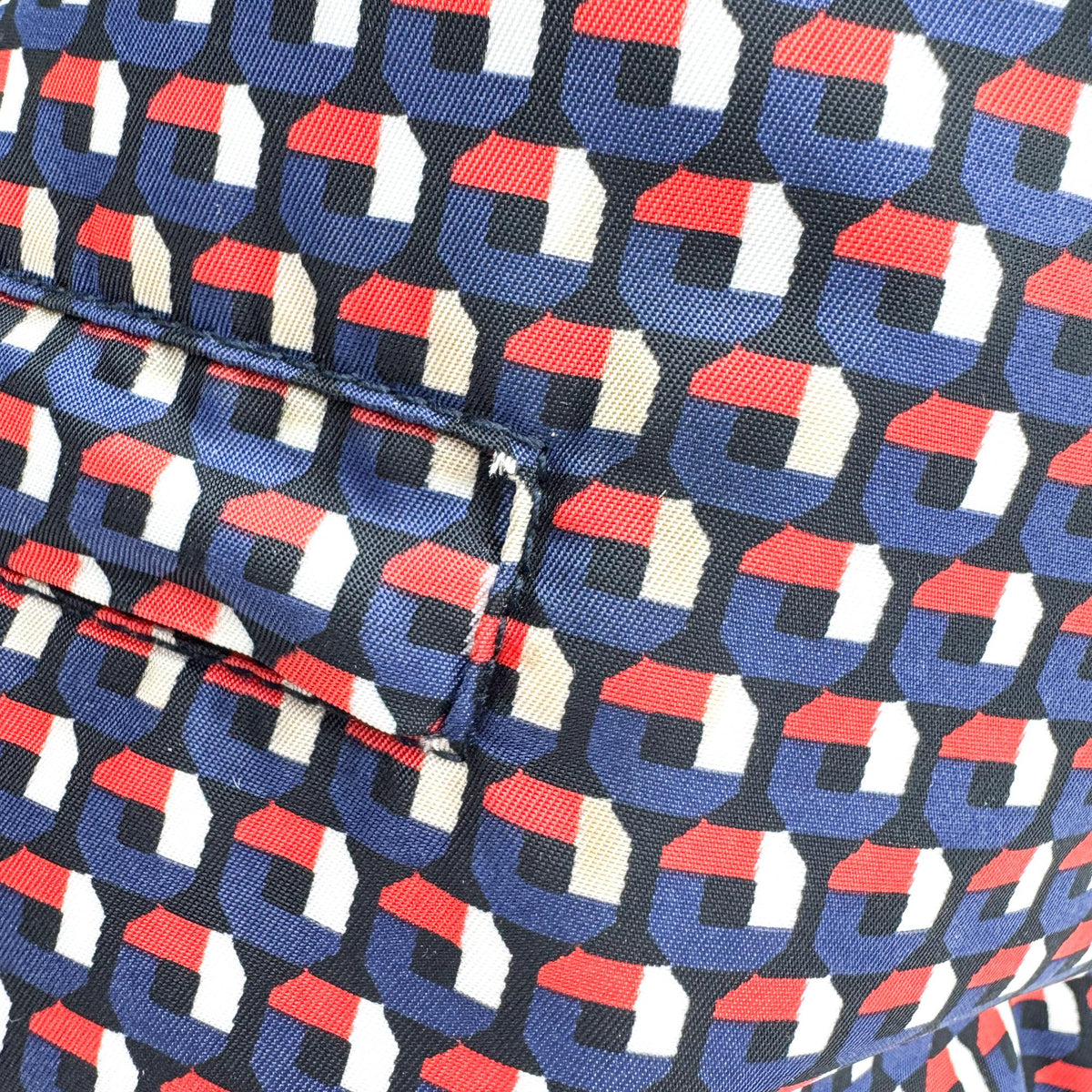 Prada Geometric Print Nylon Backpack Navy Red