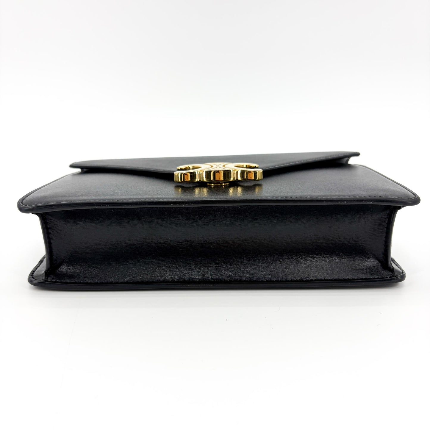Celine Triomphe Shiny Calfskin Clutch Black