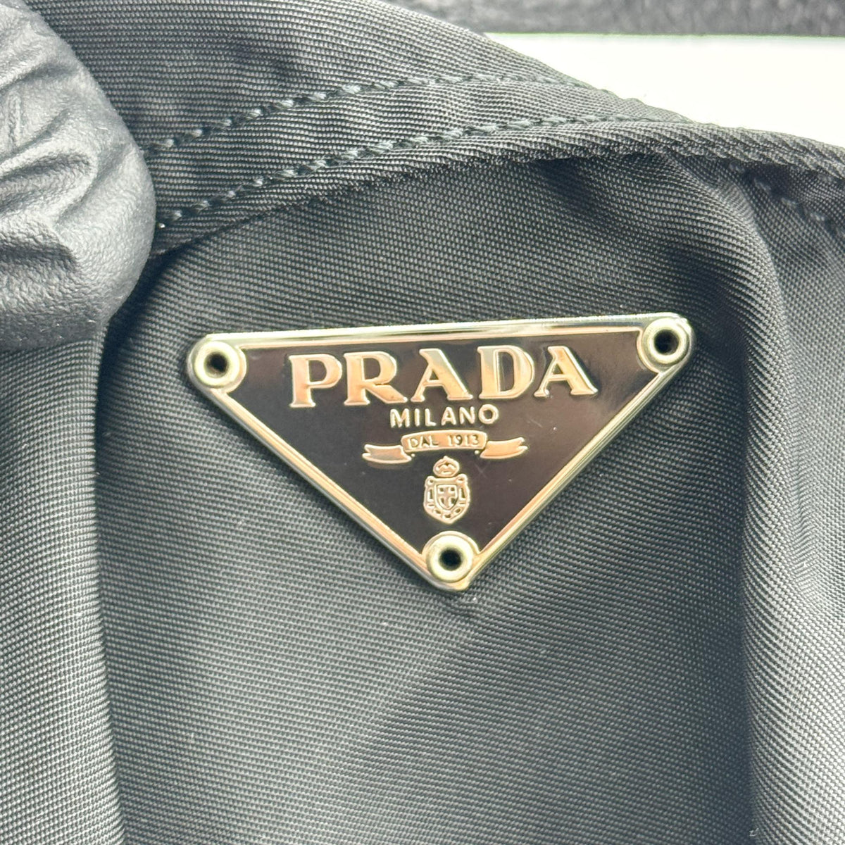 Prada Re-Nylon Leather Handle Tote Bag Black