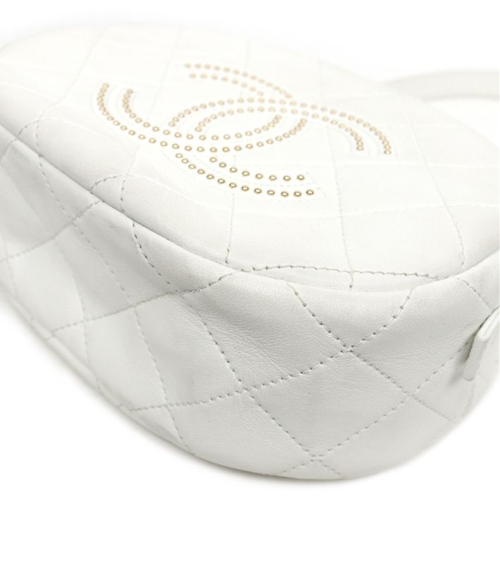 Chanel White Studded CC Chain Shoulder Bag