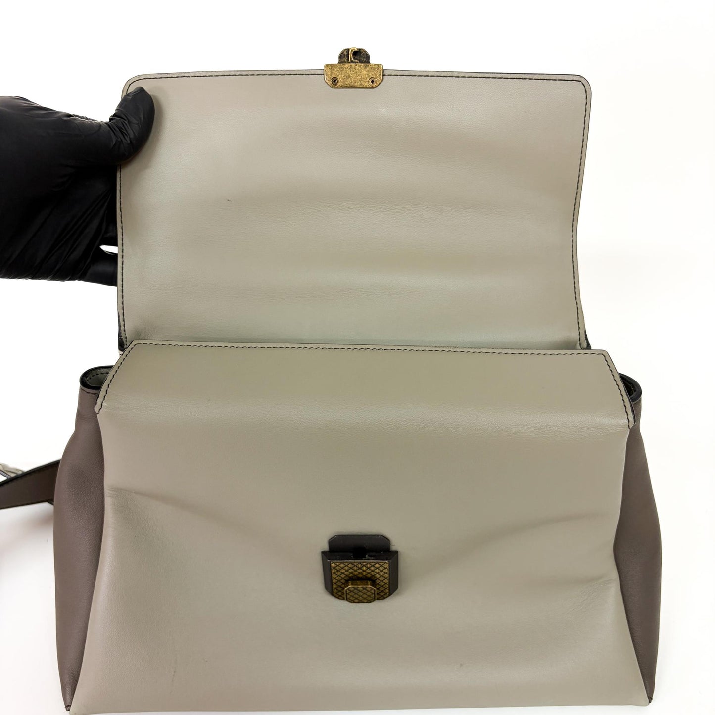 Bottega Veneta Medium Piazza Bag Tricolor (Ivory/Gray/Brown)