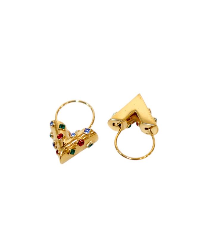 Louis Vuitton Essential V Colorstone Earrings in Gold