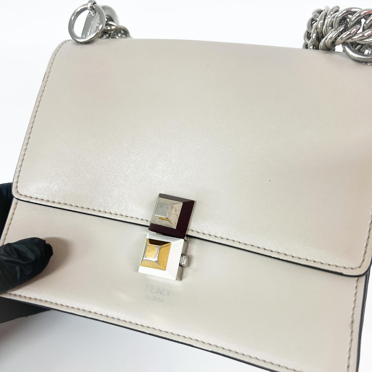 Fendi Khan Eye Small Shoulder Bag Beige