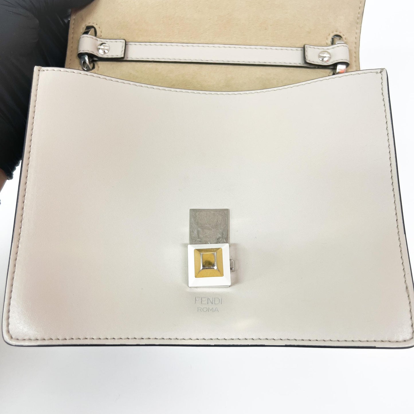 Fendi Khan Eye Small Shoulder Bag Beige