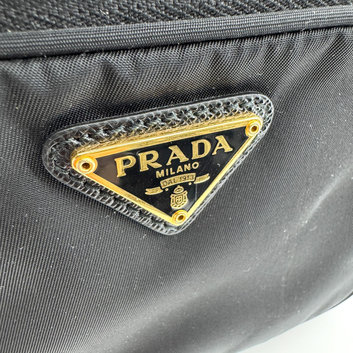 Prada Re-Ylon Duet Bucket Bag Black with Gold Hardware