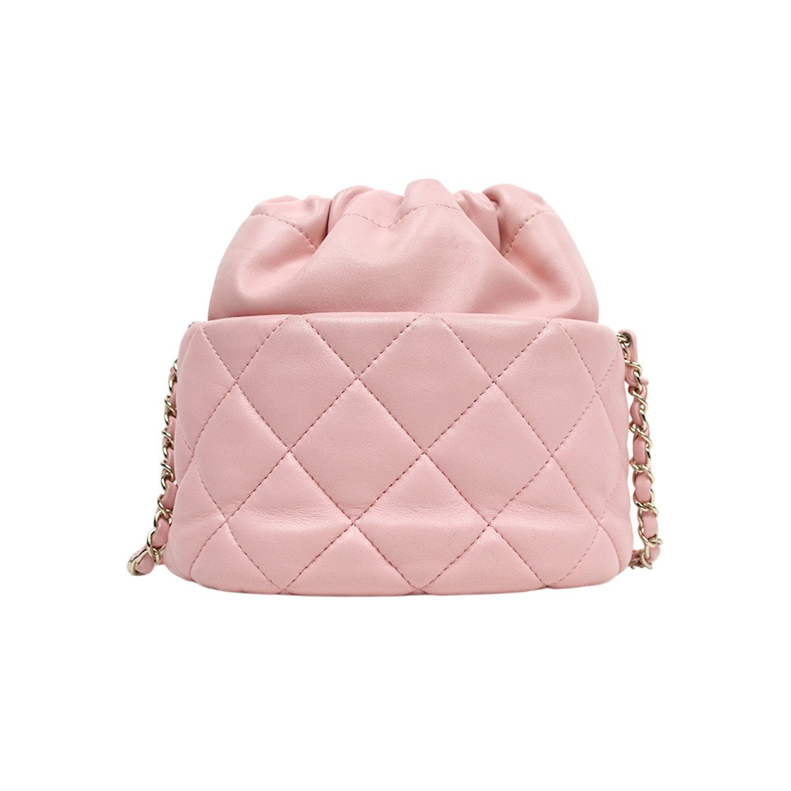Chanel Pink Lambskin Drawstring Bucket Bag