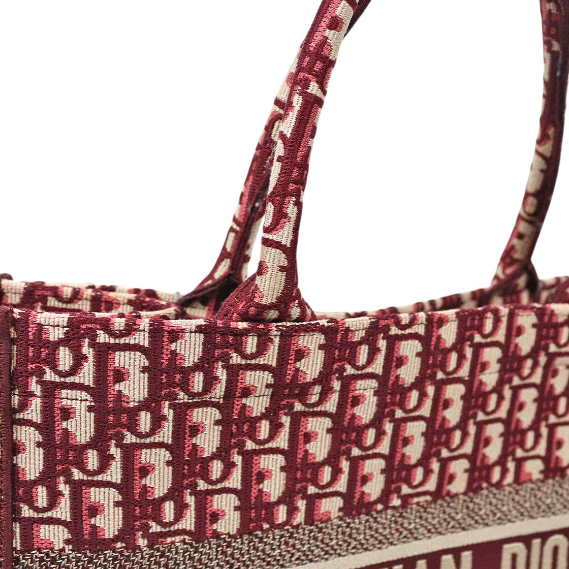 Dior Medium Burgundy Oblique Book Tote Bag
