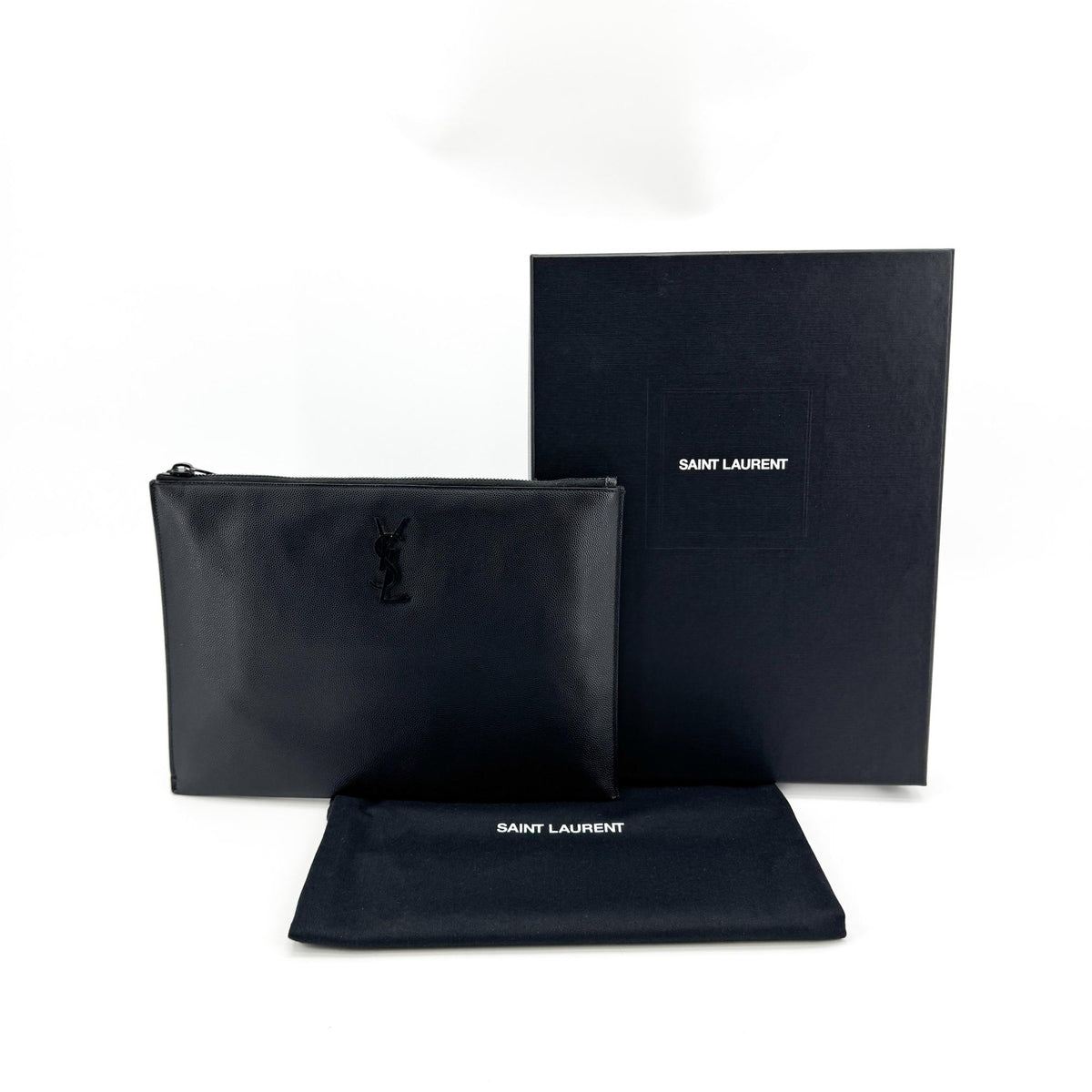 Saint Laurent Monogram Clutch Black Hardware Black