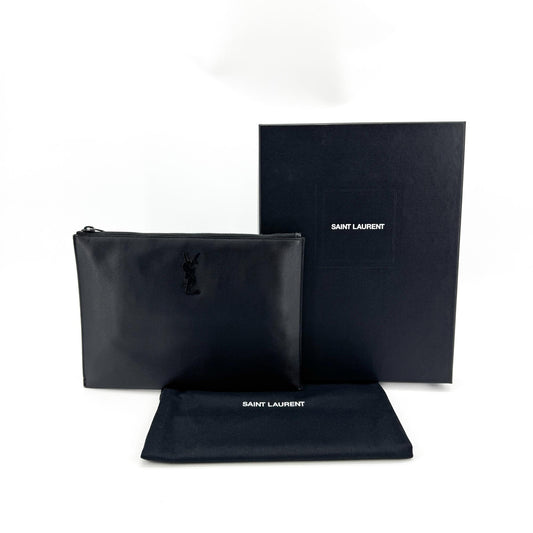 Saint Laurent Monogram Clutch Black Hardware Black