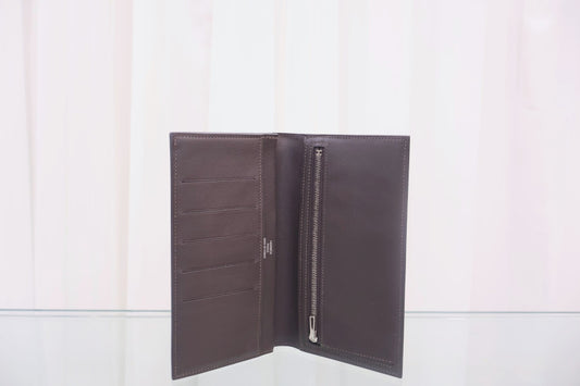 Citizen Twill Silk-in Long Wallet Dark Chocolate Brown