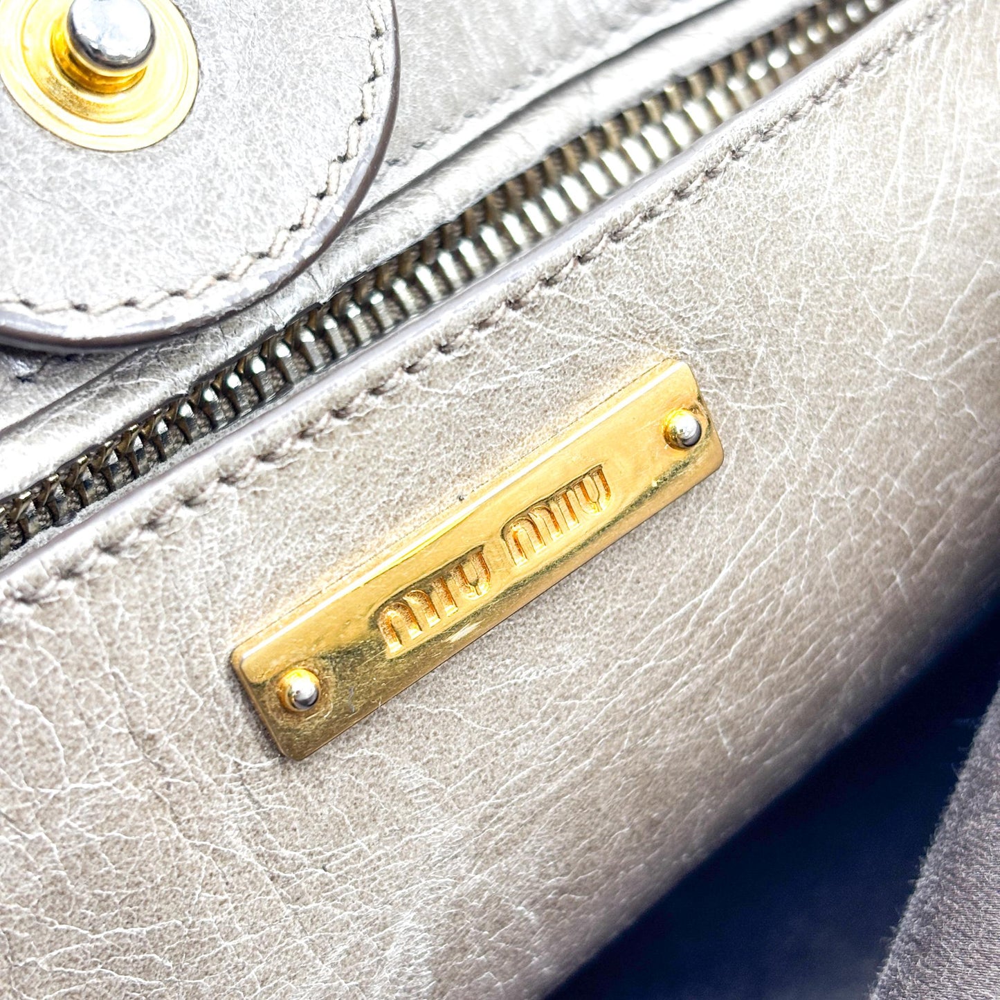 Miu Miu Vitello Shine Tote Bag Brown