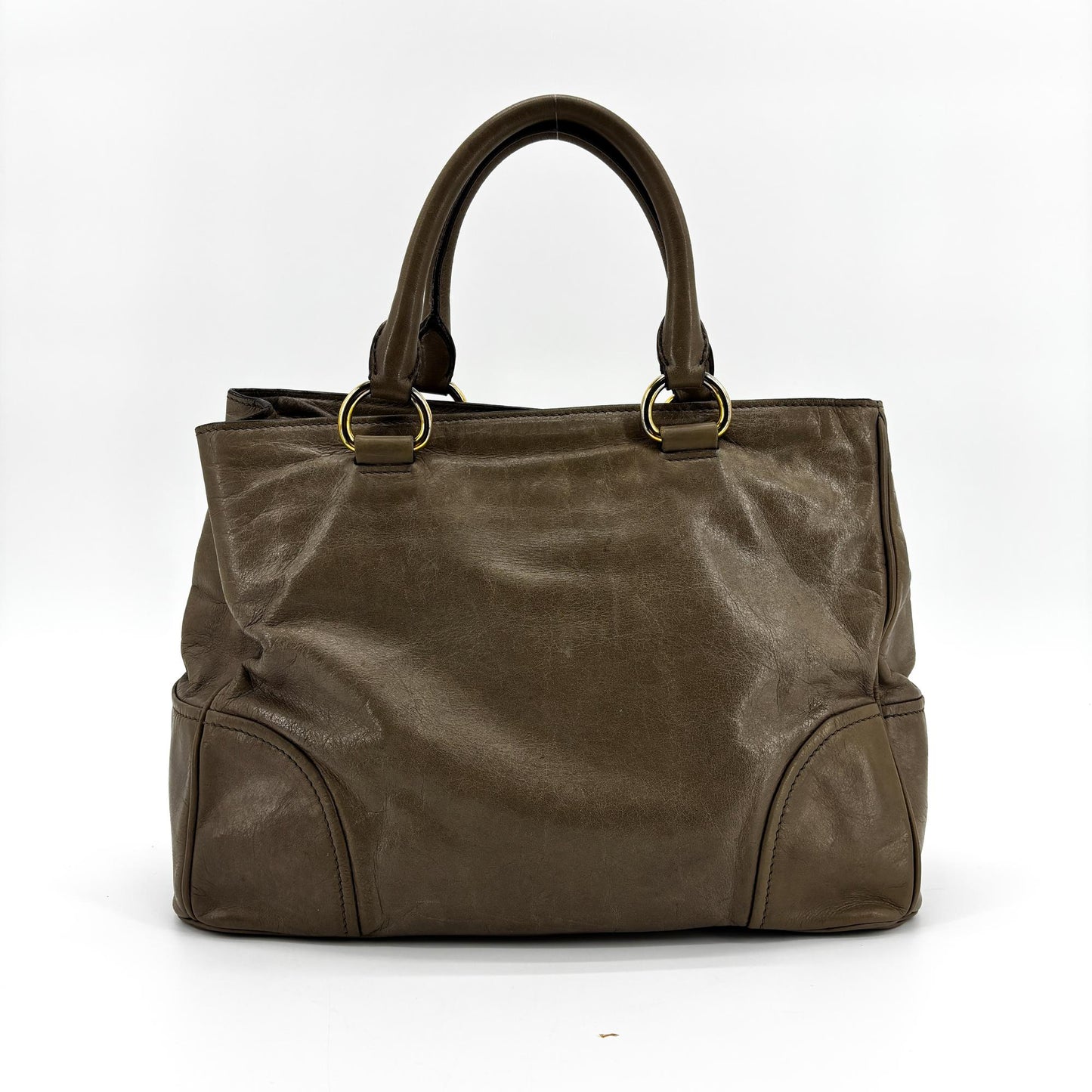 Miu Miu Vitello Shine Tote Bag Brown