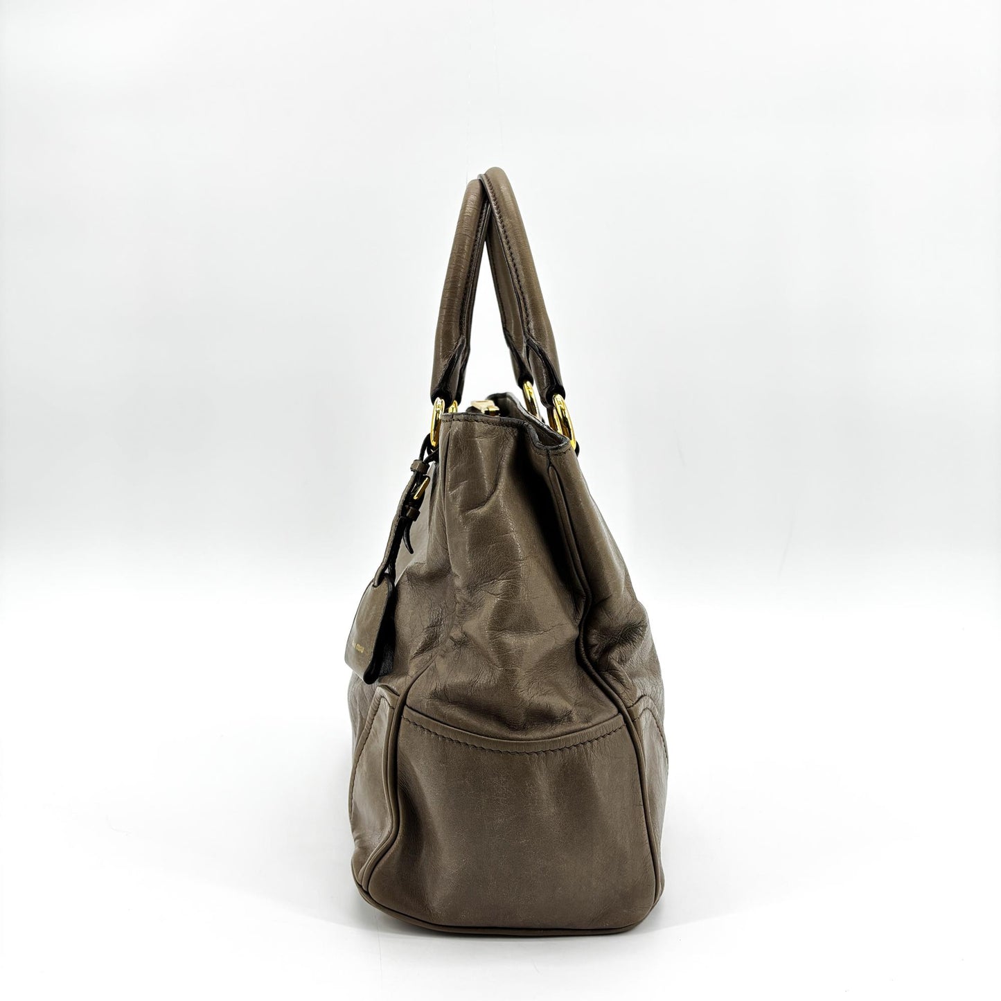 Miu Miu Vitello Shine Tote Bag Brown