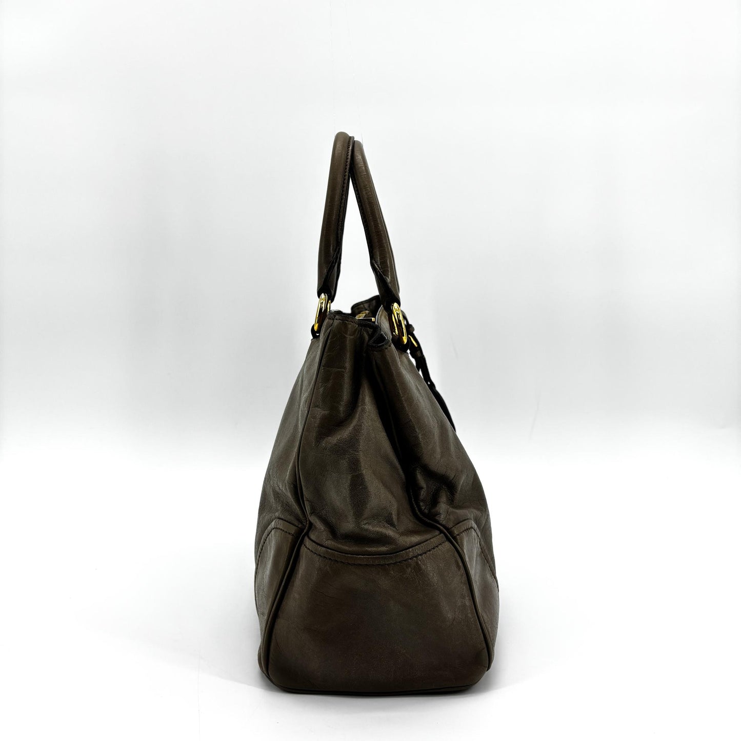 Miu Miu Vitello Shine Tote Bag Brown
