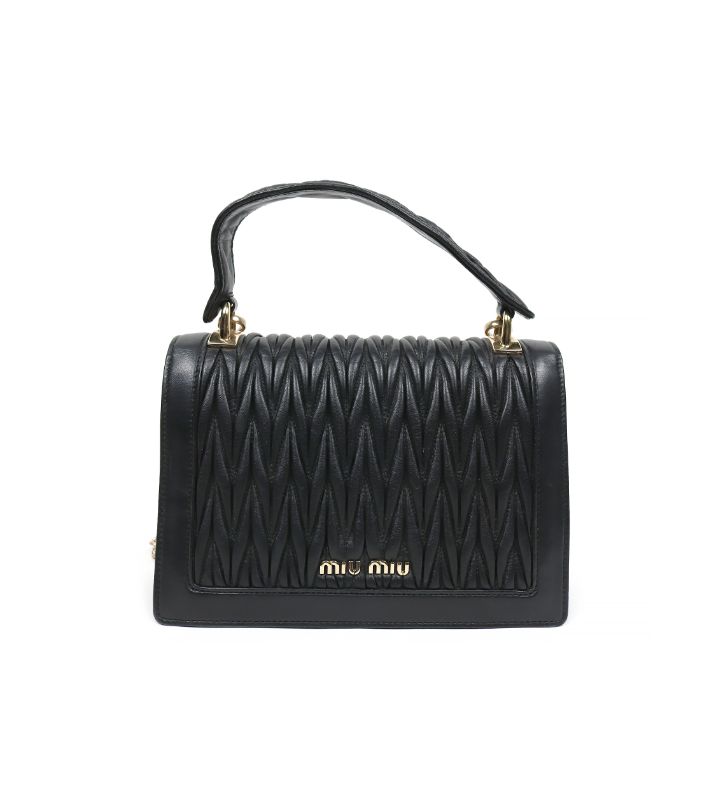 Miu Miu Confidential Matelassé Shoulder Bag Black