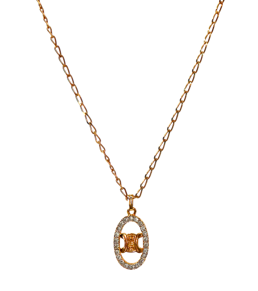 Céline Cubic Round Triomphe Gold Necklace