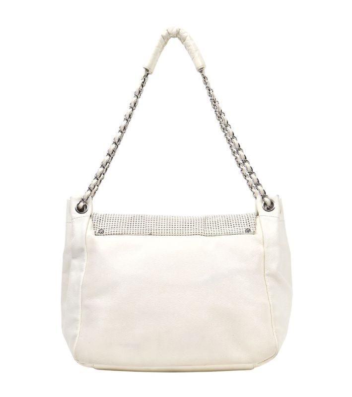 Chanel White Perforated Big CC Flap Shoulder Bag