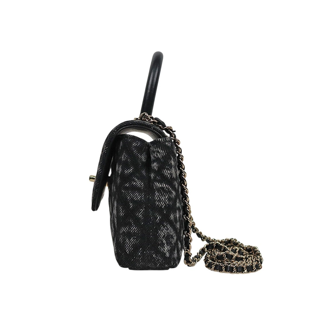 Chanel Black Denim Top Handle Bag