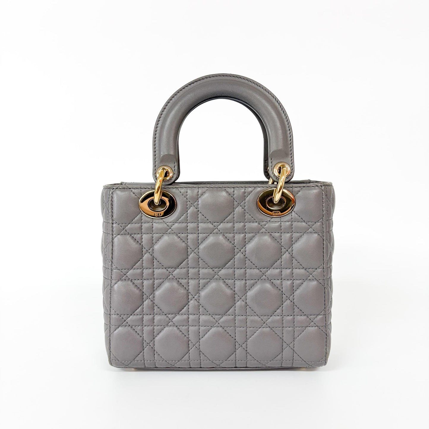 Dior Lady Dior Medium Bag Grey Lambskin Gold Hardware