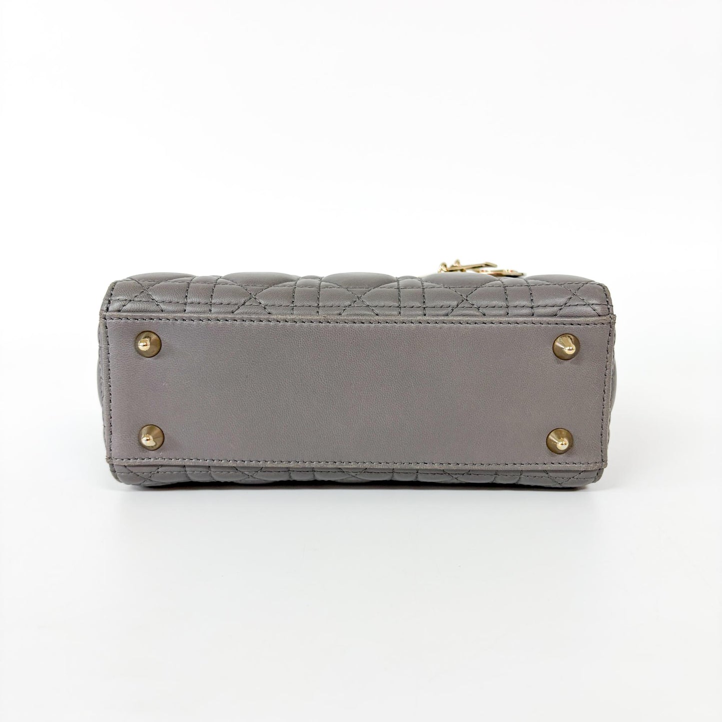 Dior Lady Dior Medium Bag Grey Lambskin Gold Hardware