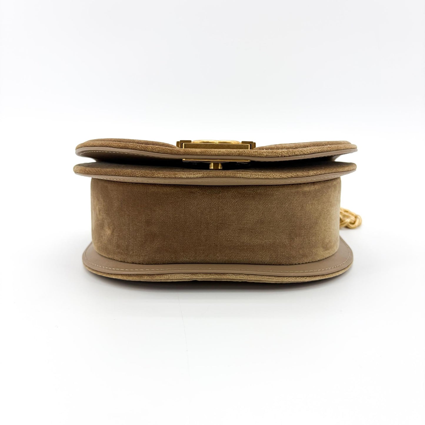 Chanel Boy Messenger Bag Velvet Brown Gold Hardware