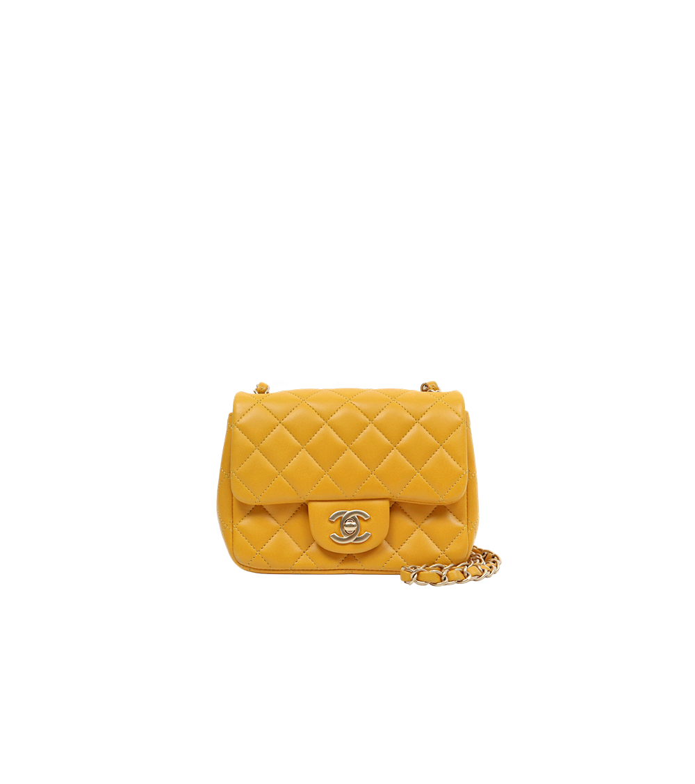 Chanel Yellow Petite Sac Chain Shoulder Bag
