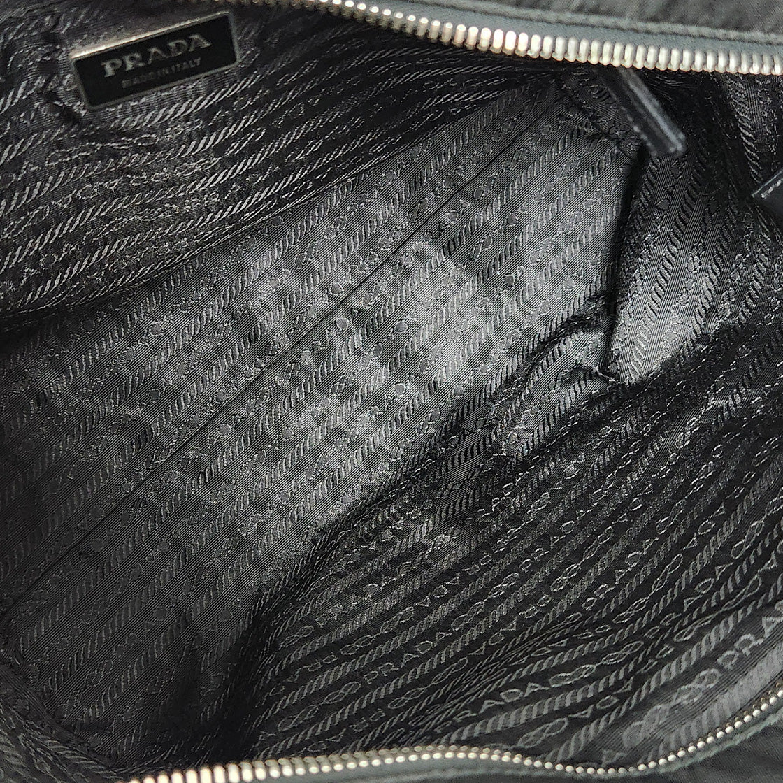 Prada Black Pocono Trimmed Shoulder Bag