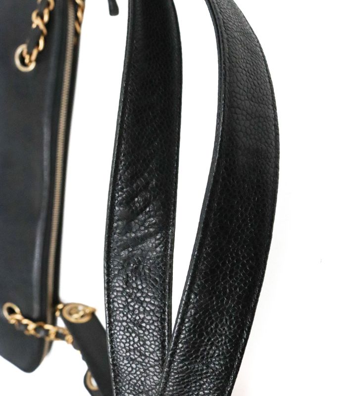 Chanel Black Caviar Golden Ball Big CC Chain Shoulder Bag