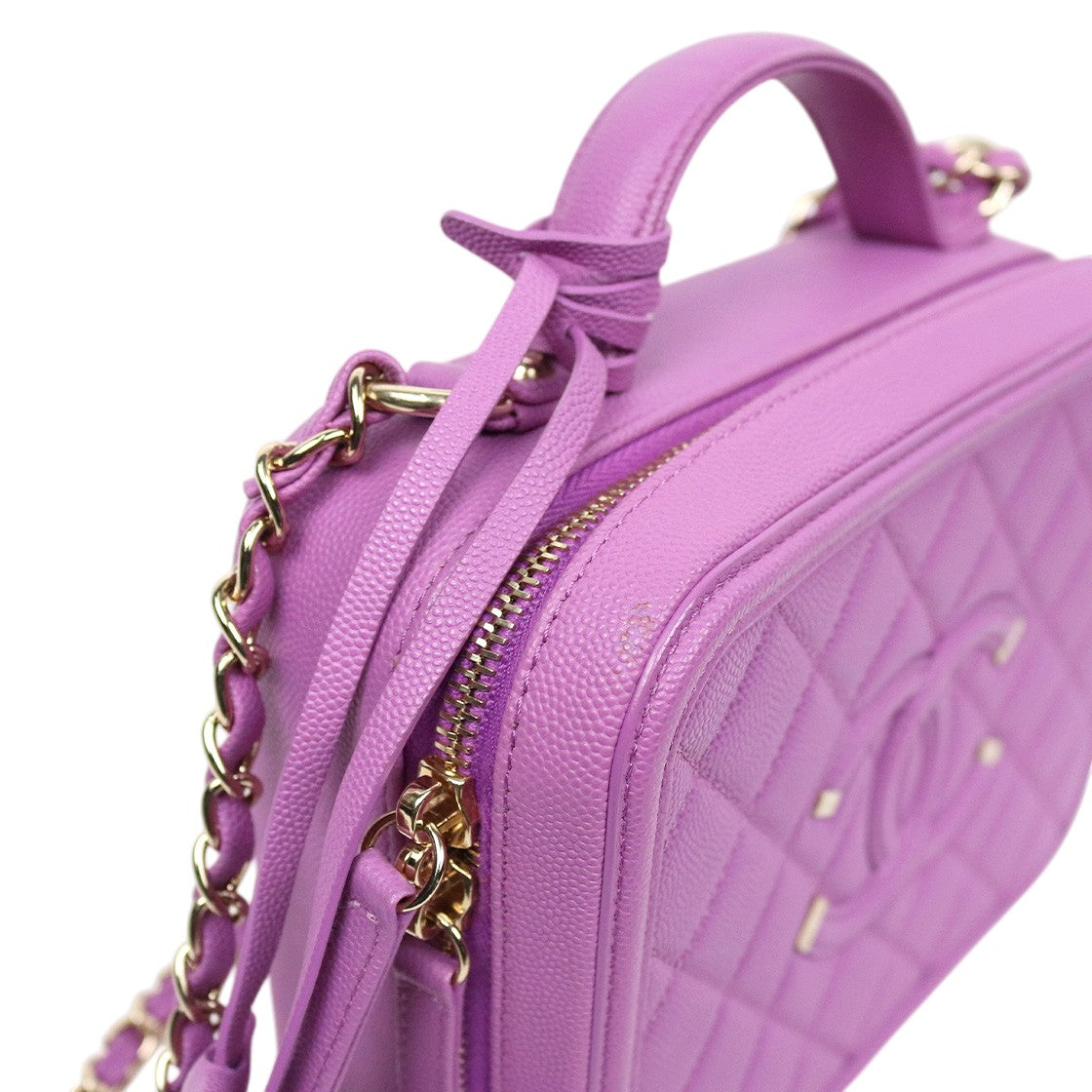 Chanel Purple Caviar Cosmetics Top-Handle Crossbody Bag