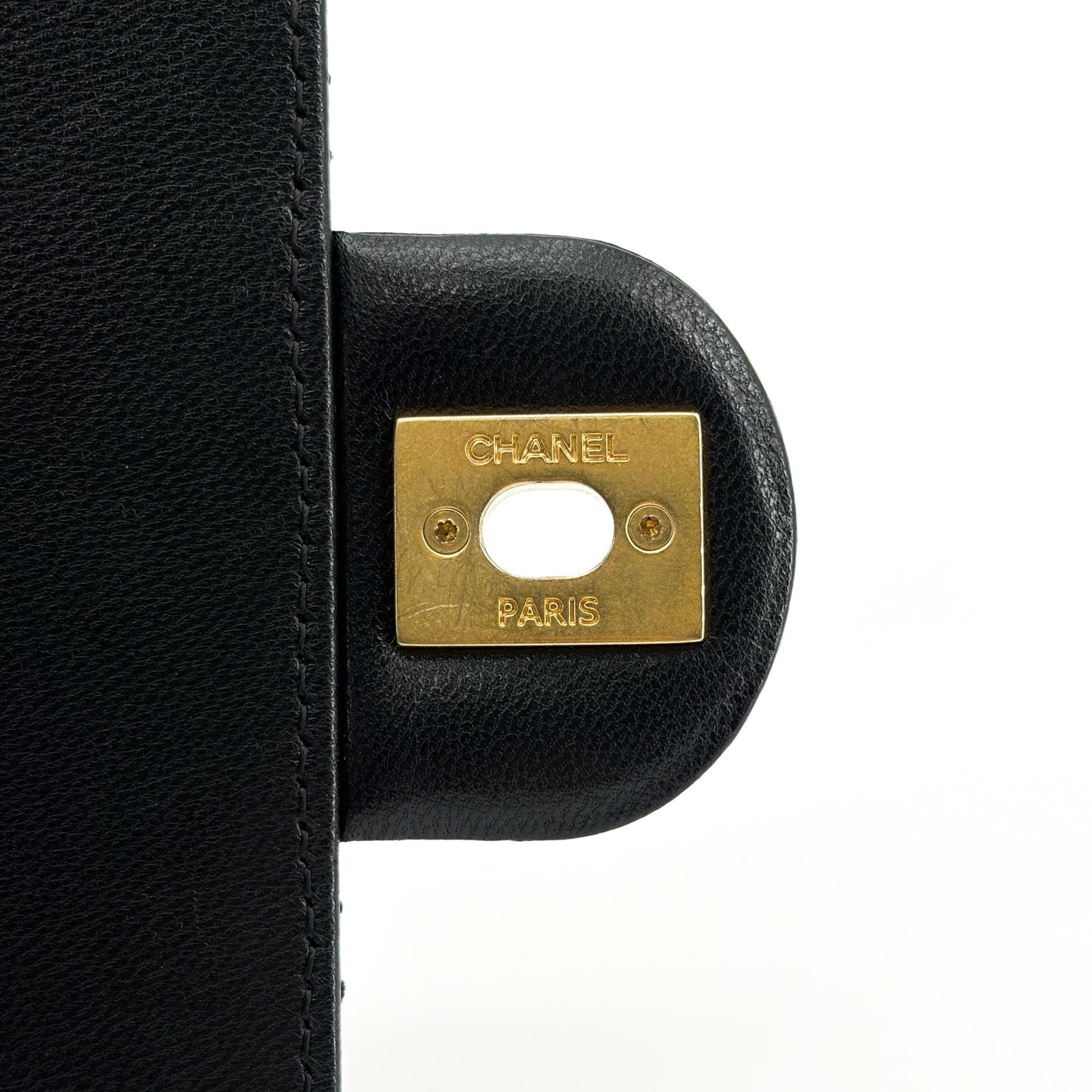 Chanel Lambskin Pearl Top Handle Mini Flap Bag Black Gold Hardware