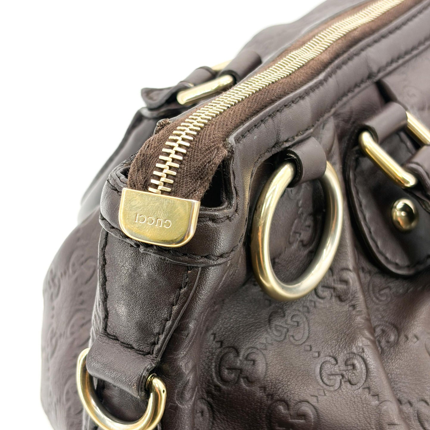 Gucci Guccissima Suki Medium Shoulder Tote Bag Dark Brown