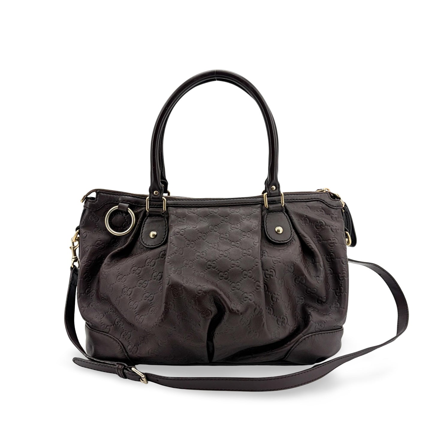 Gucci Guccissima Suki Medium Shoulder Tote Bag Dark Brown