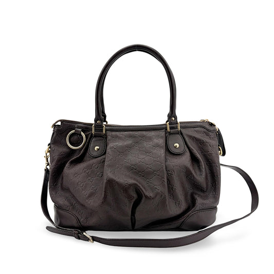 Gucci Guccissima Suki Medium Shoulder Tote Bag Dark Brown