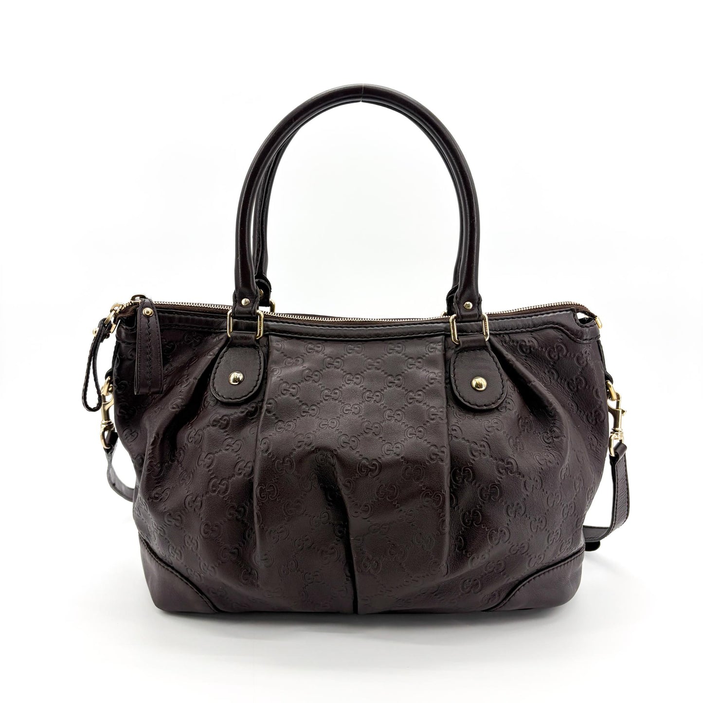 Gucci Guccissima Suki Medium Shoulder Tote Bag Dark Brown