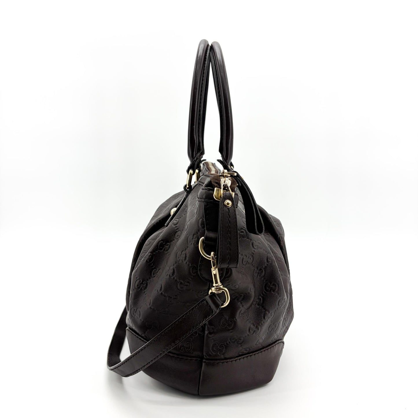 Gucci Guccissima Suki Medium Shoulder Tote Bag Dark Brown