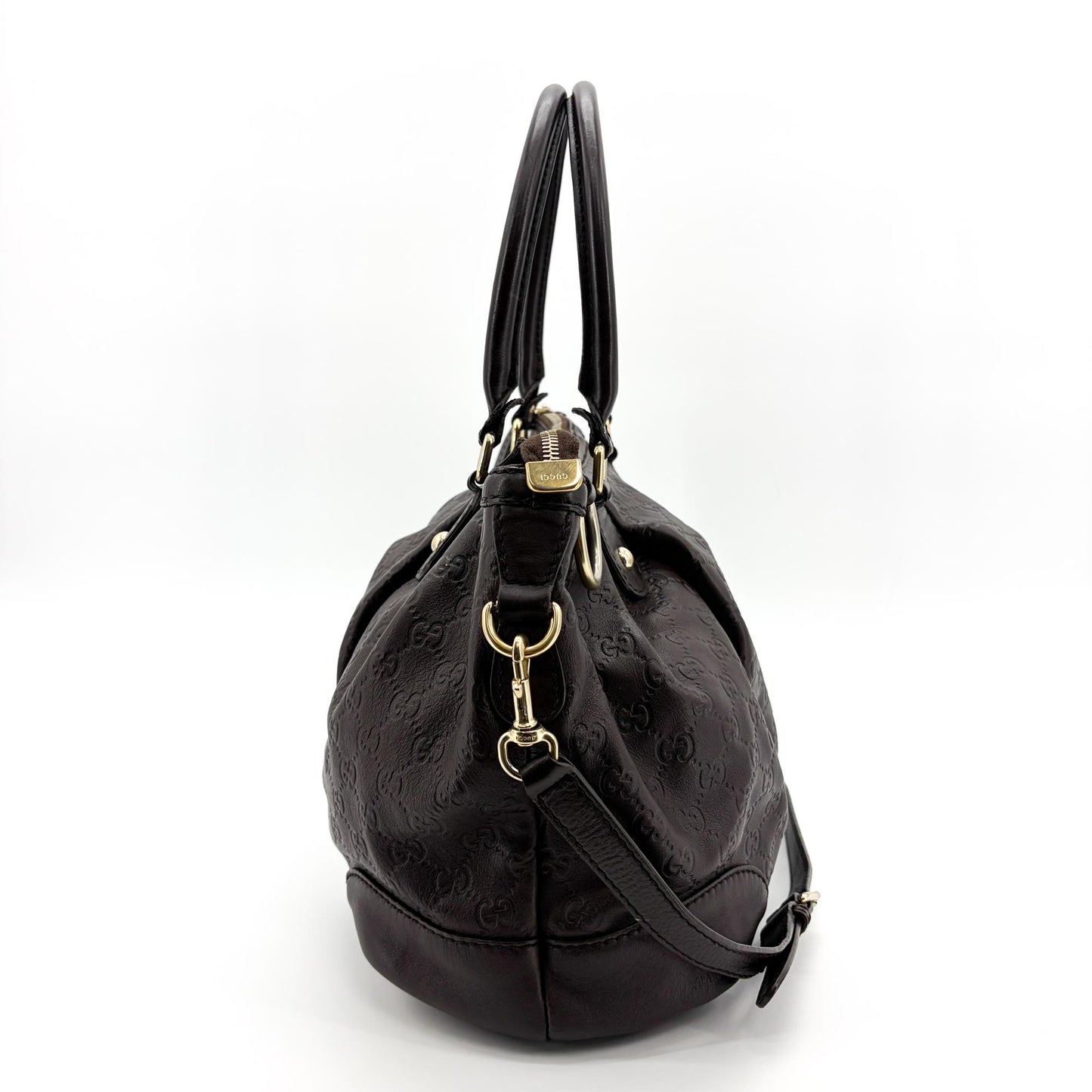 Gucci Guccissima Suki Medium Shoulder Tote Bag Dark Brown