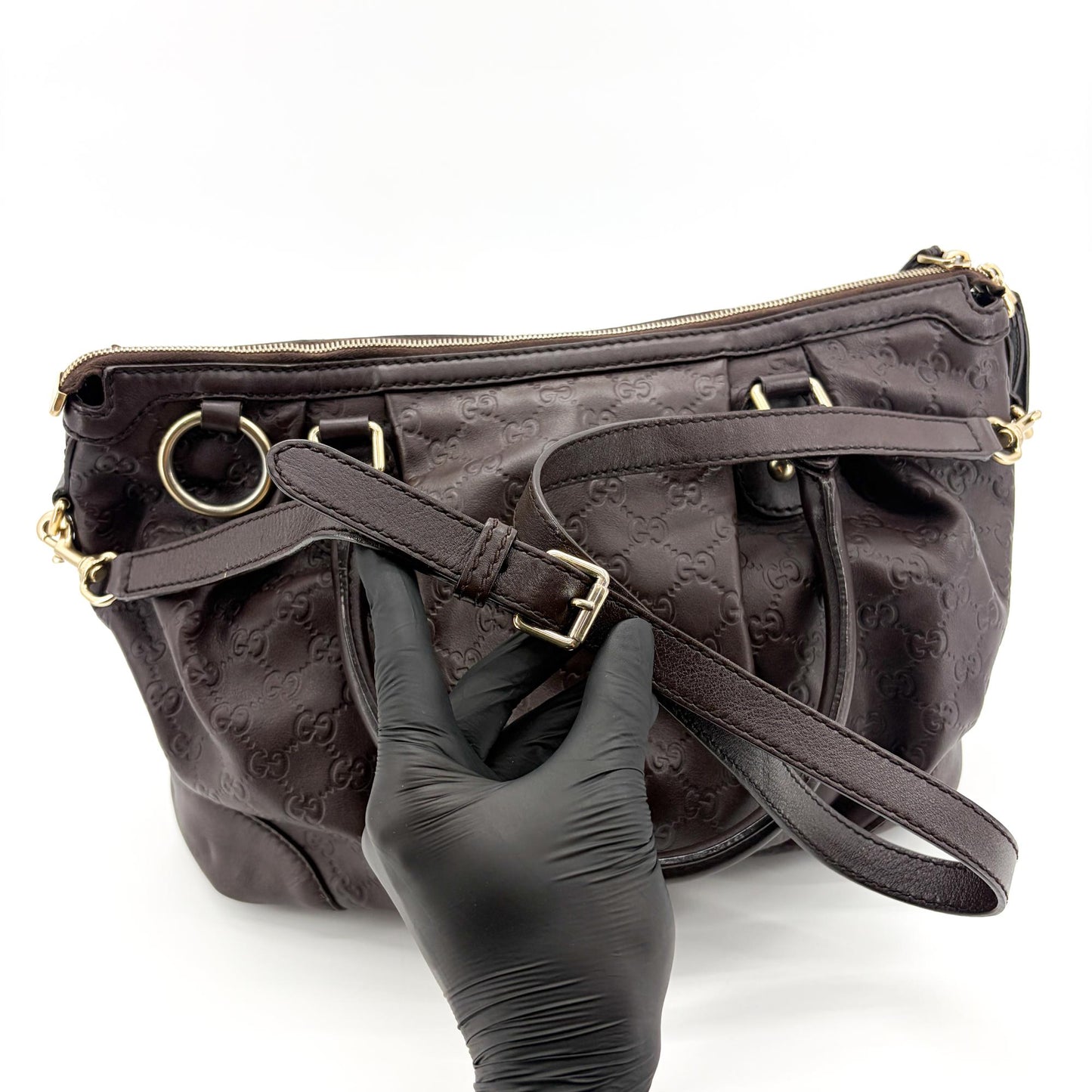 Gucci Guccissima Suki Medium Shoulder Tote Bag Dark Brown