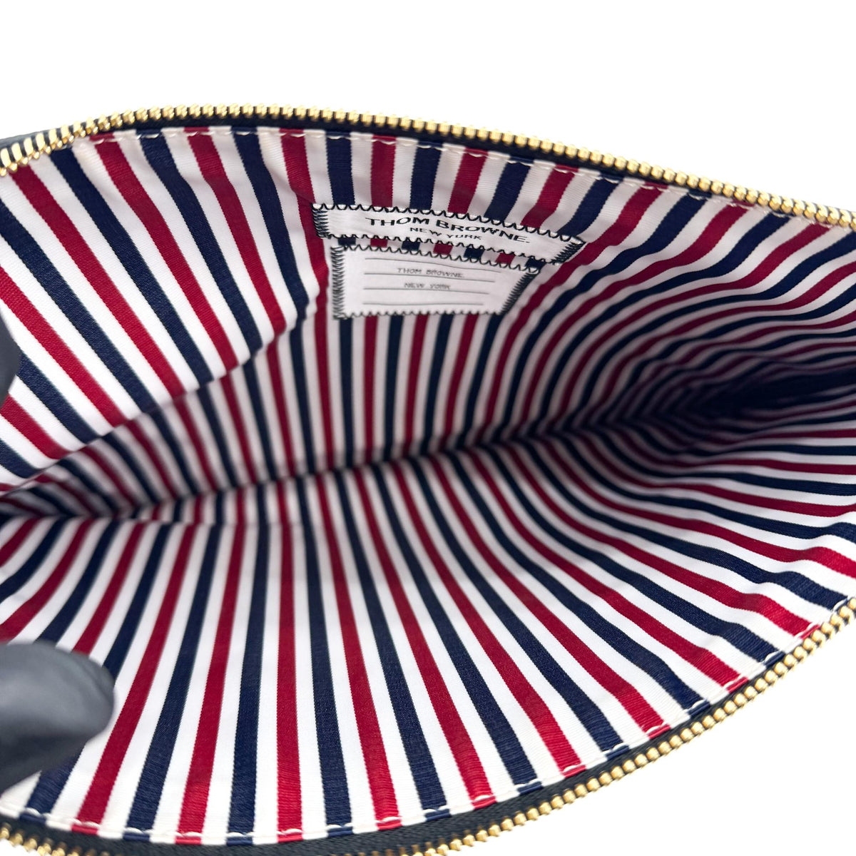 Thom Browne Pebble Grain Leather Medium Document Holder Navy