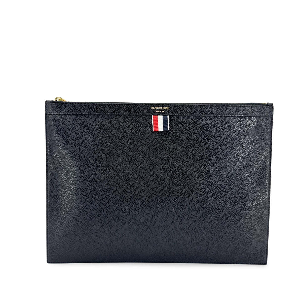 Thom Browne Pebble Grain Leather Medium Document Holder Navy