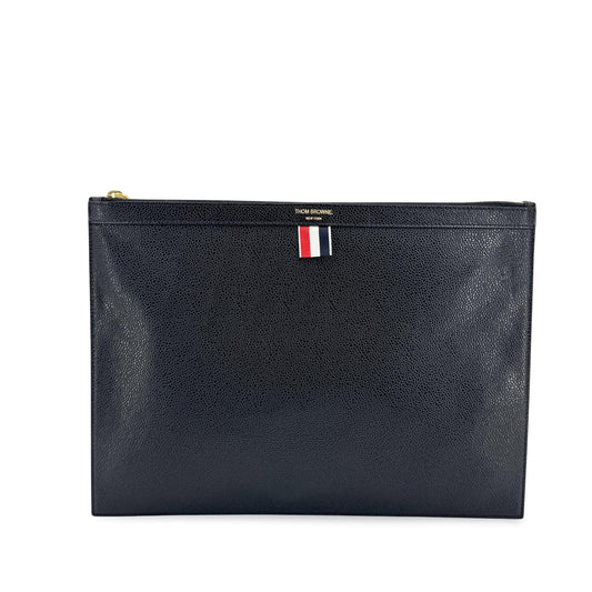 Thom Browne Pebble Grain Leather Medium Document Holder Navy