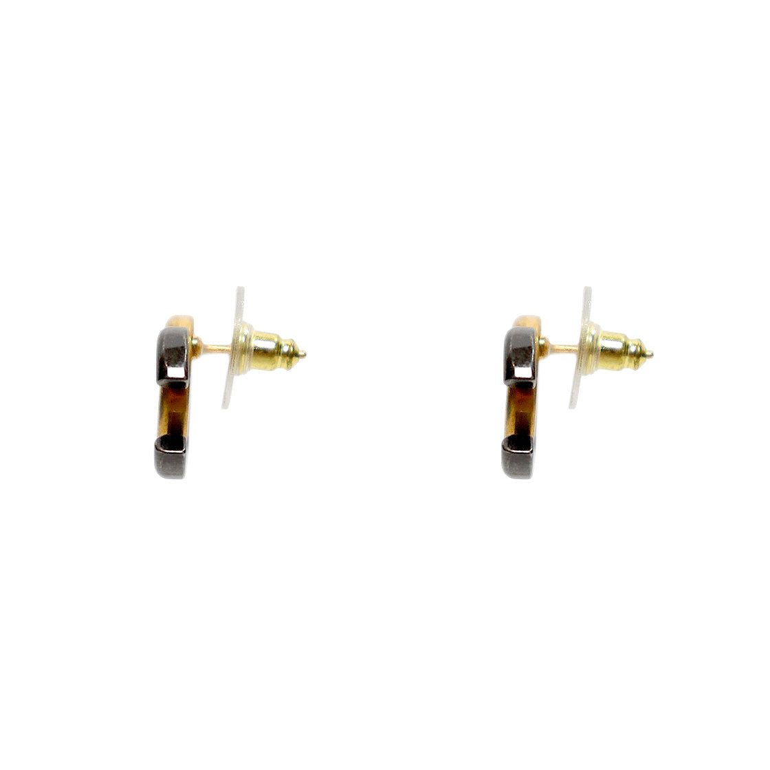 Chanel CC Logo Gold and Black Two-Tone Earrings