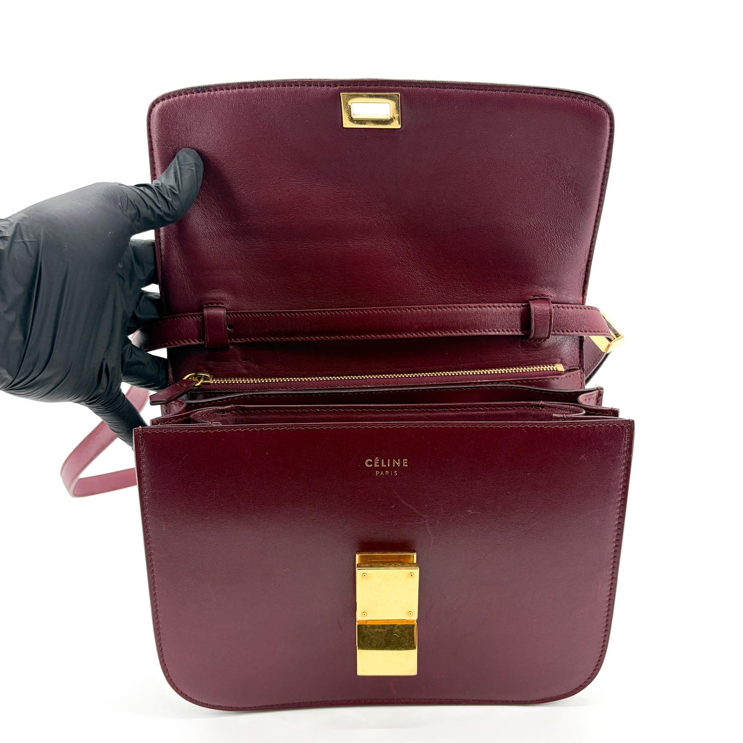 Celine Medium Classic Box Bag Burgundy
