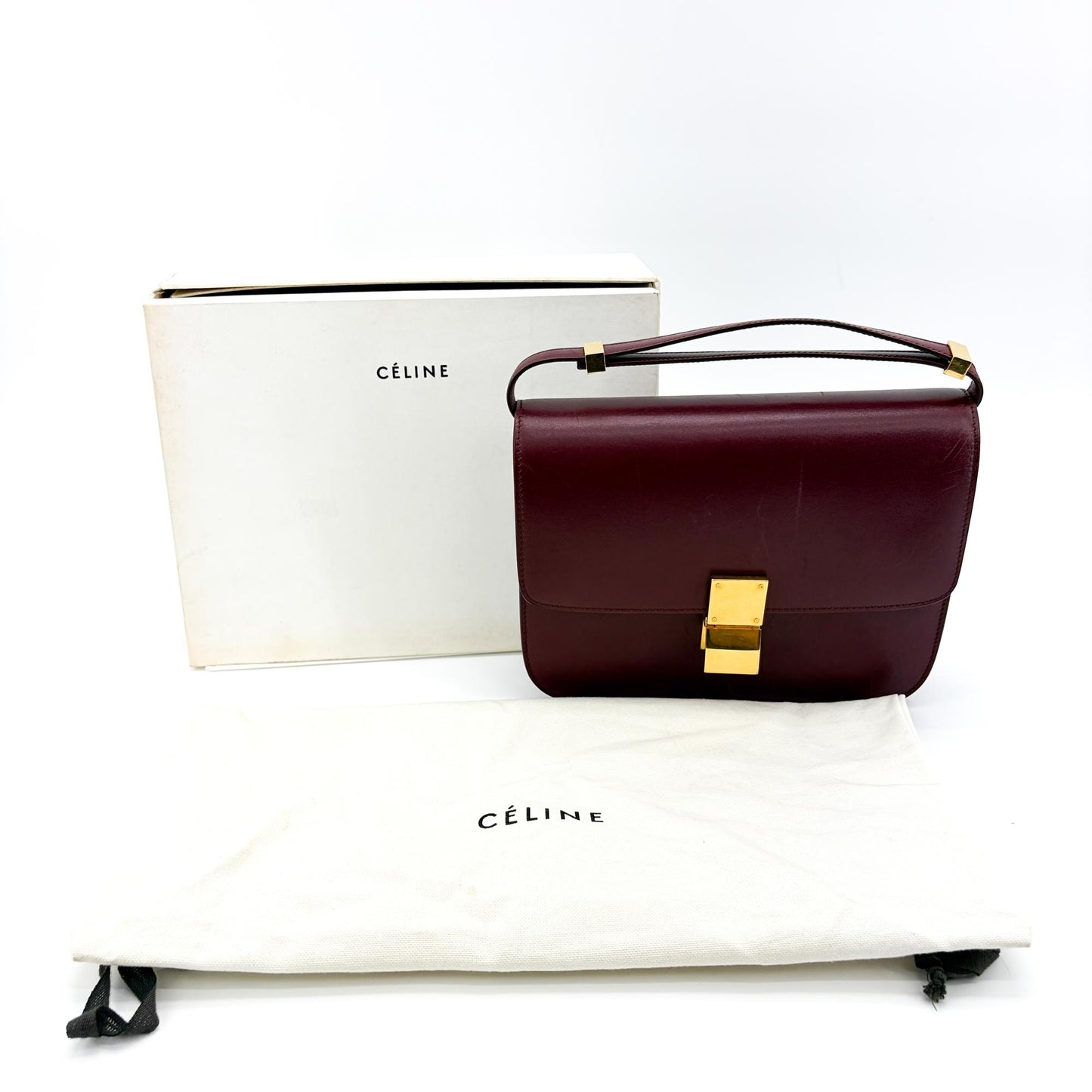 Celine Medium Classic Box Bag Burgundy